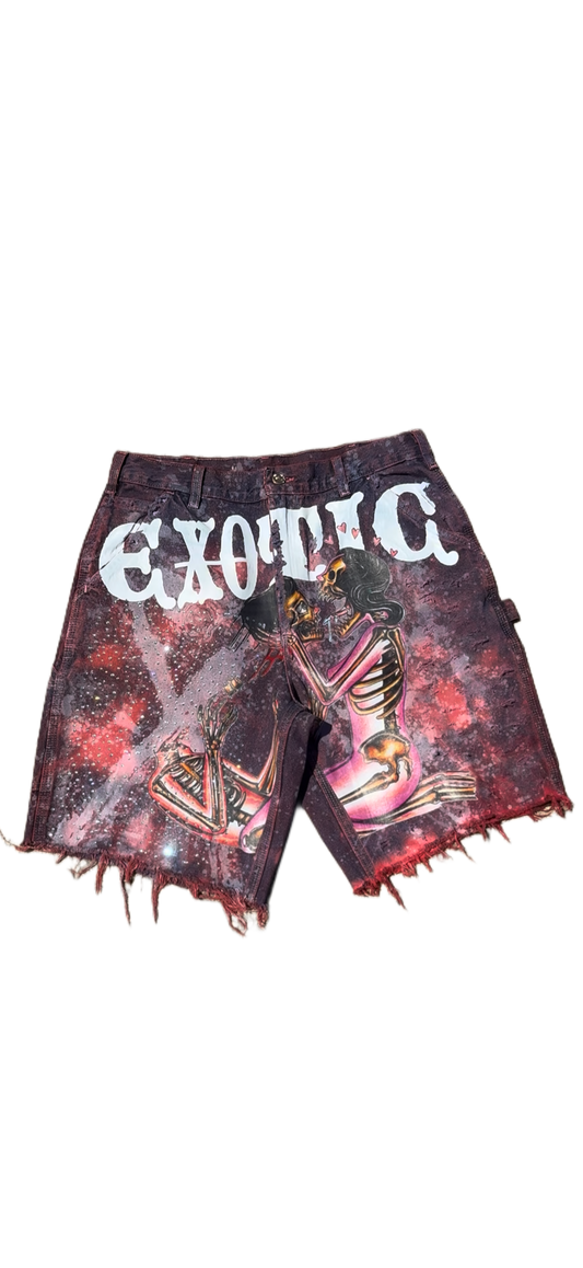 Carhartt Exotic Skeleton Love Rhinestone Shorts 1of 1