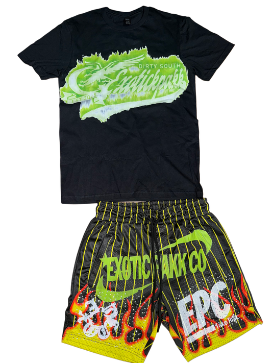 Exotic Pakk Co Dirty South Tee & Flame Mesh Shorts Set 1 of 1
